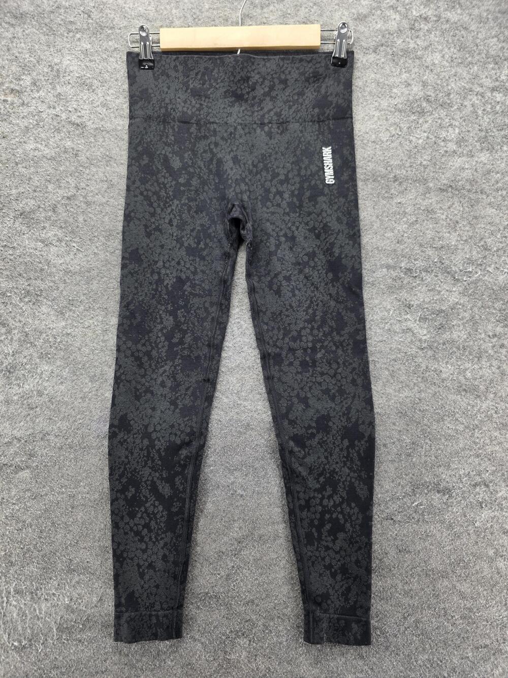 Gymshark Leggings Womens S Black Camo Ankle Yoga Elastic Waist 24.5 Inseam
